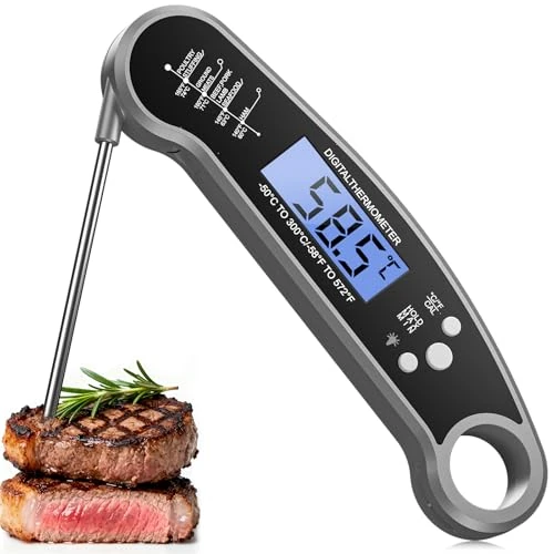 BESROY Termómetro Cocina Digital,lectura en 2-3s, sonda plegable y impermeable, Pantalla LCD nítida, Termómetro carne adecuado para cocinar en la cocina, carne, parrilla, leche