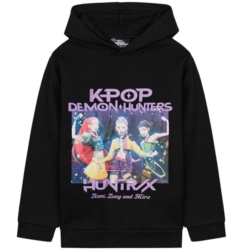 KPop Demon Hunters Officiel Huntrix Hoodies Filles, Sweat a Capuche Pullover, Cosy Cadeau pour Ado (5-6 Ans, Noir Huntrix)