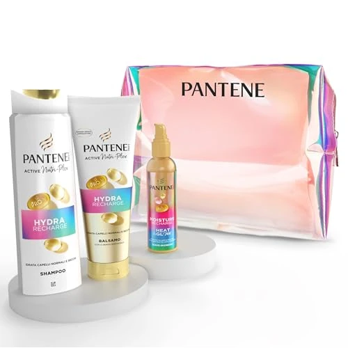 Pantene Zestaw upominkowy Pro-V Miracles Beauty Case + Linia Hydra Recharge szampon 250 ml, odżywka 200 ml, serum 135 ml, chroni przed wilgocią, wzrostem i ciepłem. Nawilżenie i połysk bez zawieszania