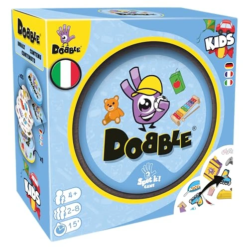 Oferta limitada: Asmodee – DOBBLE KIDS – Juego de mesa rápido y divertido para familias y niños – Cartas de juego de viaje – 2-8 jugadores – 4+ años – Edición multilingüe (italiano incluido) de 12.99 € a 12.99 € (ahorro 0.0%)
