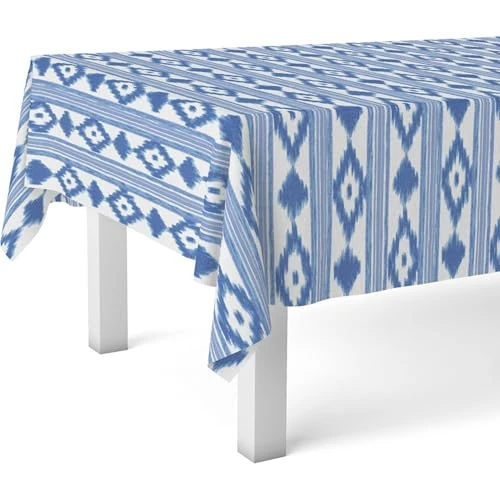 ECOMMERC3 | Nappe en Toile cirée rectangulaire Taille 250 x 140 cm - Style, durabilité et Nettoyage Facile pour Votre Table - Nappe en Toile cirée Anti-Taches et imperméable - Majorque Bleu