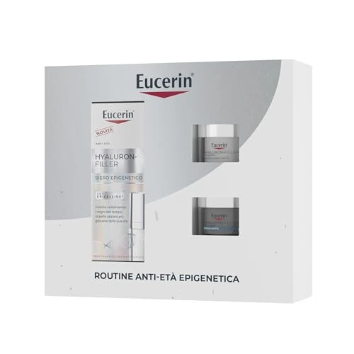 Eucerin Skincare Kit Routine Anti-Aging Epigenetisch, Geschenkbox Damen Beauty Anti-Falten mit Hyaluron-Filler Serum Gesicht Epigenetic Serum 30 ml, Mini Tagescreme SPF30 20 ml und Mini Nachtcreme 20