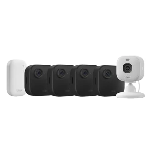 Oferta limitada: Blink Outdoor 4 + Cámara Mini 2K+ Blink Blanco (última generación) | cámara de seguridad inteligente HD sin cables, 2 años de autonomía| sistema de 4 cámara con Sync Module Core incluido de 319.98 € a 89.99 € (ahorro 72%)
