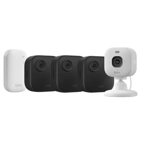 Offerta a tempo: Videocamera Blink Outdoor 4 + Videocamera Mini 2K+ Blink (ultimo modello) Bianca - Videocamera di sicurezza smart HD wireless, autonomia di due anni - Sistema a 3 telecamera con Sync Module Core incluso - IP65 - 17% da 259.98 € a 214.99 €