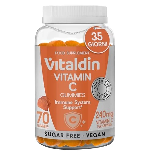Offre limitee: VITALDIN Gummies Vitamine C – 240 mg par dose – Enfants et adultes – Renforce l’immunité et réduit la fatigue – Véganes, sans sucre, sans gluten – Saveur orange – 70 gummies de 11.99 EUR a 7.79 EUR (economie 35%)