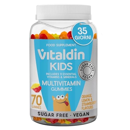 Offre limitee: VITALDIN Gummies Multivitamines pour enfants - 70 pièces - Sans sucre, végétaliens - Vitamines A, C, D, E, B6, B12, Zinc - Goût Fruits - Soutien du système immunitaire et énergie quotidienne de 11.99 EUR a 7.79 EUR (economie 35%)