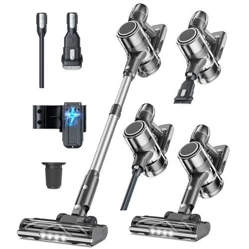 Oferta limitada: Syntecno Aspiradora Sin Cable Aspirador Escoba - Aspiradoras de Mano Vertical Electricas Cordless Vacuum Cleaner Potente Inalámbrica de Pie Bateria con Cepillo para Pelos de Mascota Suelo y Alfombra de 99.99 EUR a 69.99 EUR (ahorro 30%)