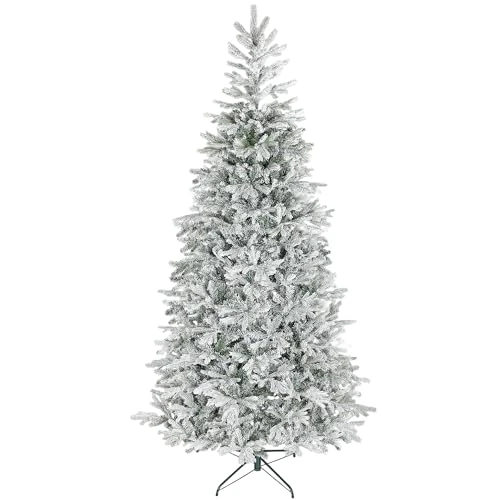 HOMCOM Kerstboom 210 cm met 1154 moeilijk ontvlambare takken, verdichte kunstkerstboom met inklapbare metalen sokkel, voor thuis, kantoor en bedrijf, eenvoudige montage