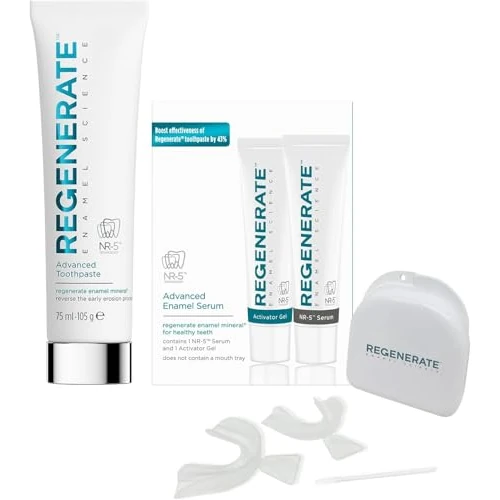 Regenerate Enamel Science Kit Completo per Cura Smalto Dentale, Dentifricio Avanzato, Siero NR-5™ e 1 Set di Mascherine, Rigenera i Minerali dello Smalto, Protezione Carie, Ripristina il Bianco, Menta