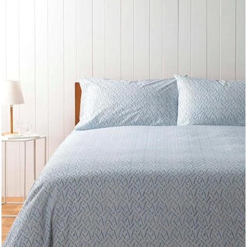 Bassetti Juego de funda nórdica para cama de matrimonio, 100% algodón suave, juego de funda nórdica con fundas de almohada, fabricado en Italia (Oslo)