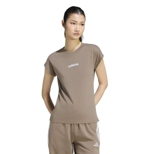 Zeitlich begrenztes Angebot: adidas Damen Essentials Linear Cotton Shirt, Khaki Six/White, XXS von 20.00 € auf 20.00 € (0.00% Rabatt)
