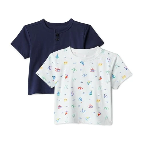 Offerta a tempo: Amazon Essentials x Sofia Grainge T-shirt Girocollo a Maniche Corte in Cotone Bimbo 0-24, Pacco da 2, Spiaggia/Navy, 92 - 0.00% da 13.60 € a 13.60 €