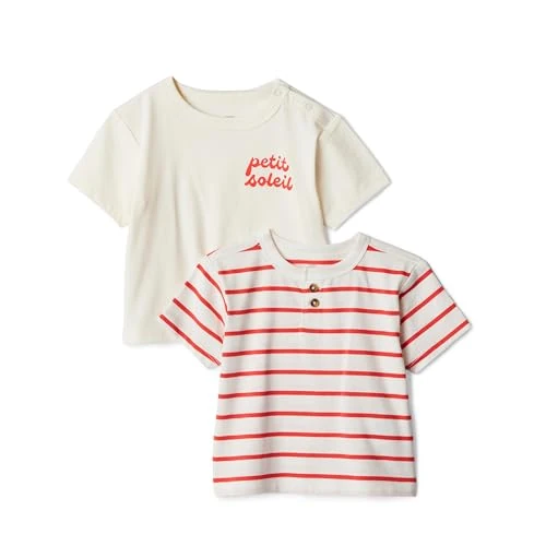 Offerta a tempo: Amazon Essentials x Sofia Grainge T-shirt Girocollo a Maniche Corte in Cotone Bimbo 0-24, Pacco da 2, Petit Soleil/Righe Irregolari, 92 - 0.00% da 15.50 € a 15.50 €