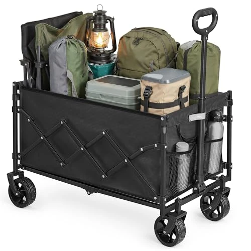 Offerta a tempo: SONGMICS Carrello da Spiaggia, Capiente 150 L, Portante 150 kg, Carrello Pieghevole con Ruote, con Manico regolabile e Sacchetti per Tazze, per Spesa, Campeggio, Festa, Nero Inchiostro GFW150BH01 - 15% da 56.99 € a 48.44 €