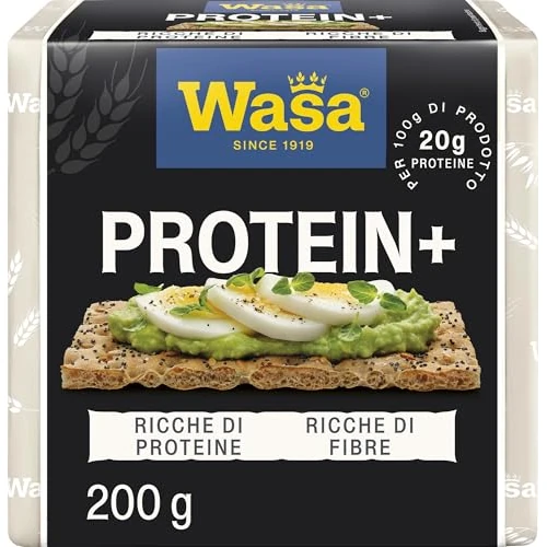 Offerta a tempo: Wasa Protein+, Crackers Ricche di Proteine 20g per 100g, Fette Croccanti con Semi di Lino, Semi di Papavero e Sale Marino, 200g - 51% da 3.64 € a 1.79 €