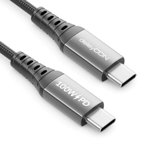 Offerta a tempo: deleyCON 2m Cavo USB-C (Cavo di Ricarica Rapida 100W) PD 3.0 PPS Cavo USB-C a USB-C per iPhone 17 16 15 Pro Max Air Galaxy S25 S24 A16 A56 Pixel iPad Pro MacBook AirPods Tablet Switch PS5 - 0.0% da 3.86 € a 3.86 €