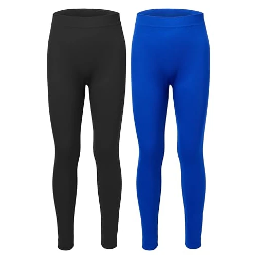 Ladeheid Długie majtki dla dzieci, chłopców, dziewczynek, bielizna funkcyjna, bielizna termiczna na zimę, do uprawiania sportu, na narty, do piłki nożnej, joggingu, LA40-259, czarny/niebieski, 158