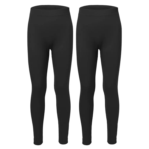 Ladeheid Długie majtki dla dzieci, chłopców, dziewczynek, bielizna funkcyjna, bielizna termiczna na zimę, do uprawiania sportu, na narty, do piłki nożnej, joggingu, LA40-259, czarny/czarny, 158