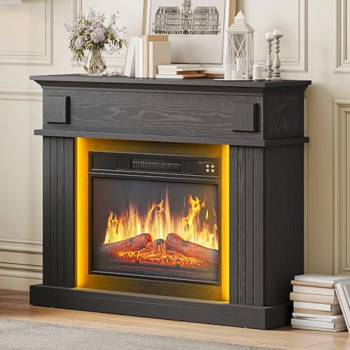 Limited offer: YITAHOME Black Electric Fireplace, 23″ Decorative Electric Fireplaces with 3D Realistic Flame Effect, Electric Fireplaces with Timer and LED Strip Lights Adjustable 24 Colors from 296.99 EUR to 296.99 EUR (save 0%)