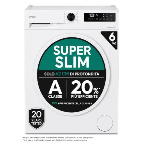 Offerta a tempo: Candy ProWash 300 Lavatrice Super Slim 6 Kg, 1000 Giri, Classe A - 10% da 355.36 € a 319.00 €