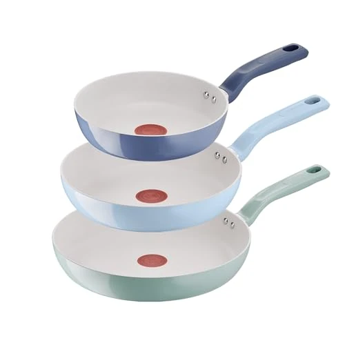 Lagostina Armonia, 3-teiliges Pfannen-Set mit Antihaftbeschichtung, aus recyceltem Aluminium, Mineralbeschichtung, Thermo-Signal, genieteter Griff, induktionsgeeignet