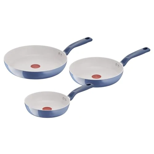 Lagostina Nettuno, Set di Padelle Antiaderenti 3 Pezzi in Alluminio Riciclato, Rivestimento Mineralia, Indicatore di Calore Thermo-Signal, Manico Rivettato, Compatibili con Induzione
