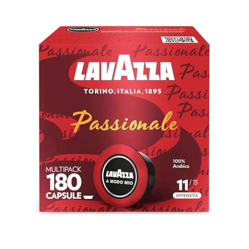 Lavazza, A Modo Mio Passionale, 180 Capsule Caffè, per un Espresso con Note di Caramello e Cioccolato, 100% Arabica, Intensità 11/13, Tostatura Scura, 5 Confezioni da 36 Capsule