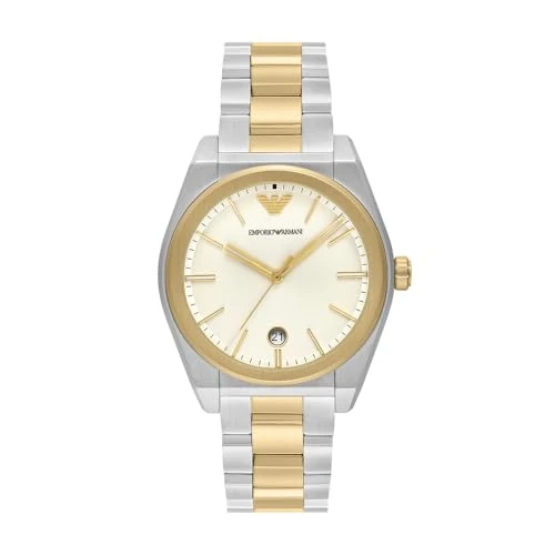 Offerta a tempo: Emporio Armani Orologio per uomo, Movimento al quarzo con data a tre lancette e cassa da 41 mm con cinturino in acciaio o pelle - 62% da 259.00 € a 99.00 €