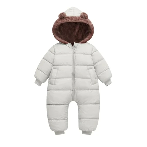 Limited-time offer: JiAmy Baby Snowsuit, Warm Hooded Romper Zip Up Cute Toddle Jumpsuit Newborn Winter Fleece Outfits 6-9 Months from 29.99 GBP to 13.49 GBP (save 55%)