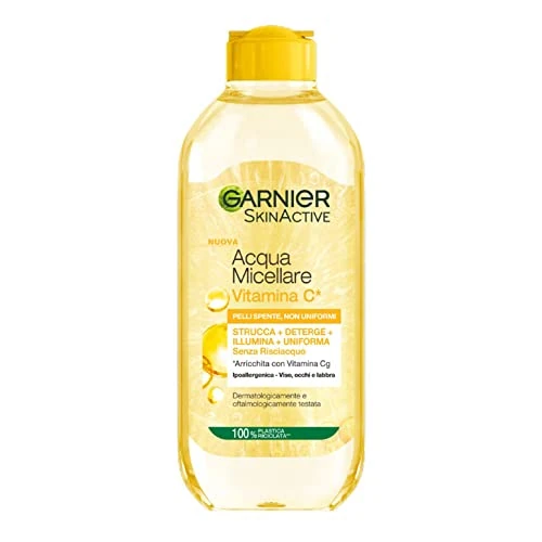 Garnier Acqua Micellare Tutto in 1 SkinActive, Con Vitamina C, Per Pelli Spente e Non Uniformi, Senza Risciacquo, 400 ml