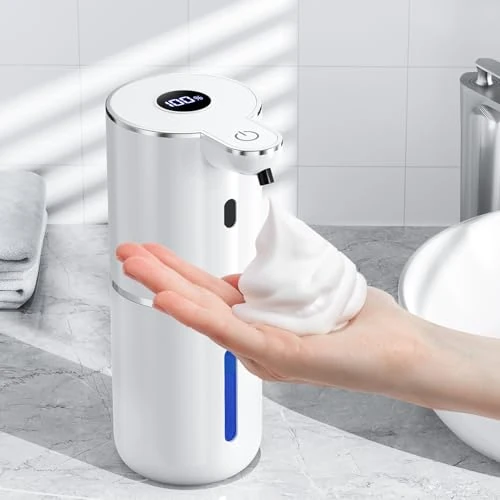 Offre limitée : Fachixy Distributeur de savon automatique avec écran numérique, sans contact, montage mural, distributeur de savon de bain, rechargeable, 380 ml, IPX5 étanche distributeur de mousse pour salle de bain de 23.52 € à 23.52 € (0.00% de remise)