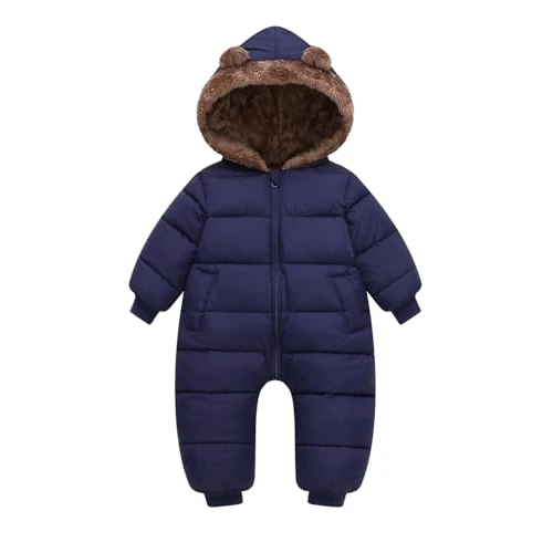Limited-time offer: JiAmy Baby Snowsuit, Warm Hooded Romper Zip Up Cute Toddle Jumpsuit Newborn Winter Fleece Outfits 6-9 Months from 29.99 GBP to 13.49 GBP (save 55%)