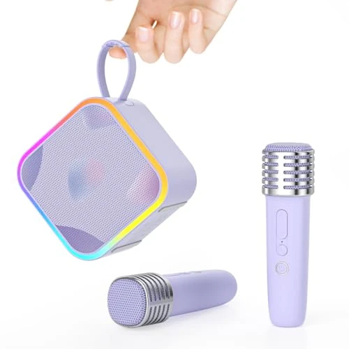 Oferta limitada: Karaoke para niños con 2 micrófonos, Regalo niña 3-12 años micrófono Bluetooth para niños y niñas, portátil máquina de Karaoke con diseño Soporte para teléfono de 11.99 € a 11.99 € (ahorro 0.00%)