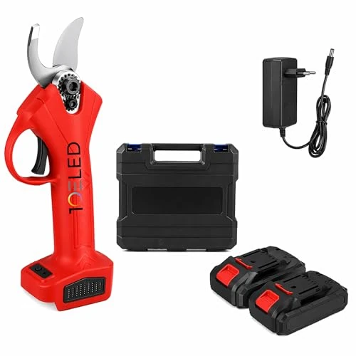 Offerta a tempo: Forbici Potatura a Batteria con Motore Brushless - Lama SK5 con TAGLIO fino a 42 mm, RESISTENTE per Rami Duri - COMPRESO di 2 Batterie da 2Ah + VALIGETTA - Professionali per Giardino - 13% da 37.89 € a 32.99 €