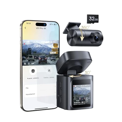 Baseus VD1 Pro Rejestrator Dasha Przedni i Tylny 4K+1080P, Rejestrator Solarny z 24-godzinnym Bezprzewodowym Monitorowaniem Parkowania, Kamera Samochodowa z Noktowizją STARVIS, Wi-Fi 5 GHz, GPS