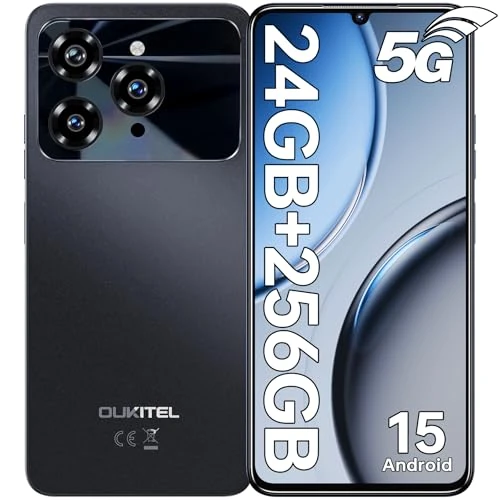 Offerta a tempo: OUKITEL C6 Smartphone 5G, 24GB+256GB/1TB Telefono Cellulare Android 15, 6.8 Pollici Cellulare, 50MP Camera Telefoni Cellulari, 5150mAh Batteria, Dual SIM 5G Telefono/OTG/GPS/Face ID/Fingerprint, Nero - 10% da 199.99 € a 179.99 €
