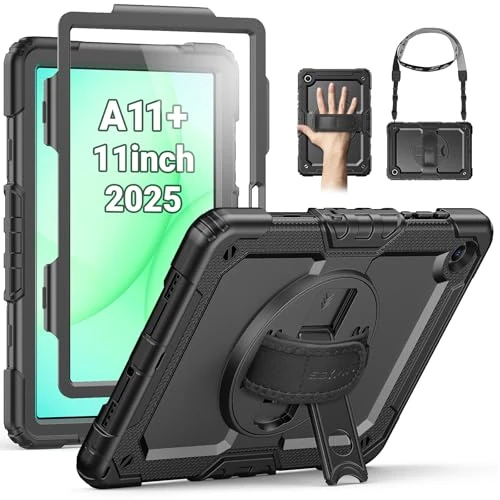 Offerta a tempo: SEYMAC Custodia per Samsung Galaxy Tab A11+ Plus 11"(2025) / Tab A9+ Plus 11 Pollici (2023), Custodia Antishock con Protezione Schermo, Supporto Girevole a 360°, Tracolla, Portapenne, Nero - 17% da 35.99 € a 29.99 €