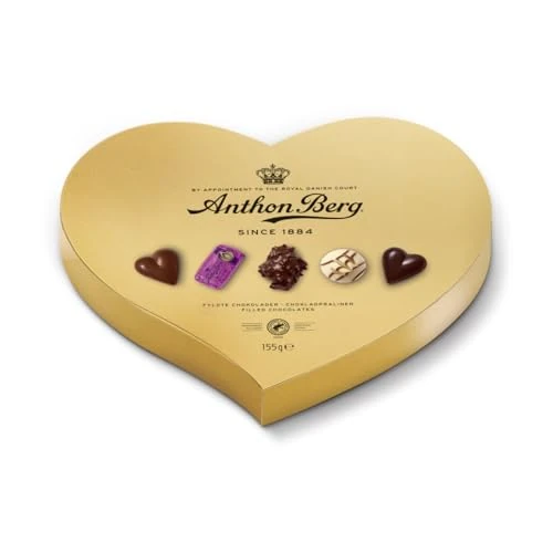 Offerta a tempo: Anthon Berg - Cioccolatini Assortiti, Confezione Regalo Elegante a Cuore, Originali dalla Danimarca, 155 Grammi - 16% da 20.99 € a 17.60 €