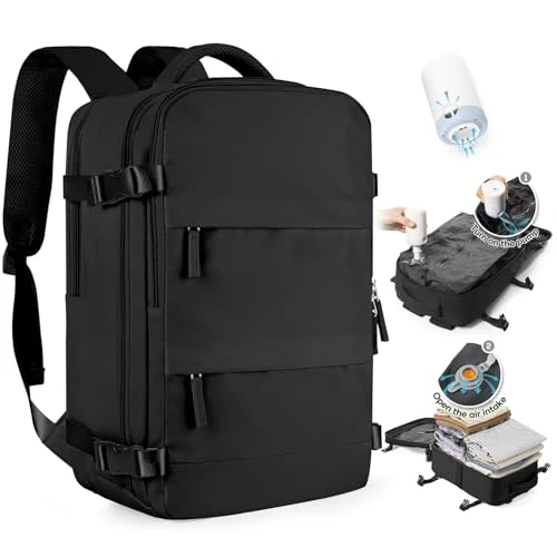 SZLX Sac à Dos Sous Vide Bagage à Main Pour Femmes, Sac à Dos Airbag Avec Système De Vide Pour Le Voyage, Ryanair Travel Ruscksack Taille Cabine Avec Pompe étanche Valise Sous Vide Pour Homme