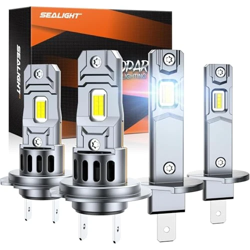 SEALIGHT H7+H1 50000LM LED Kit - 2026 Version with Fan 14000rpm, 1:1 Glare Free Design, Easy Plug and Play Installation, Pack of 4