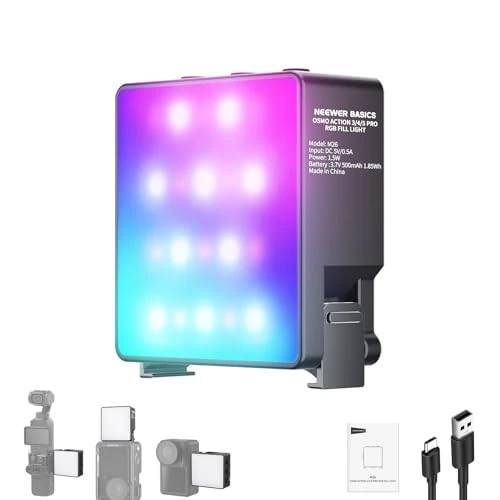 Oferta limitowana: NEEWER Basics Magnetyczna lampka RGB do kamery sportowej, kompatybilna z DJI OSMO Nano Action 3 4 5 Pro Cage NEEWER AC009 PRO Pocket 3, adapter, 1.5W, M26 z 108.37 zł na 108.37 zł (oszczędź 0.00%)