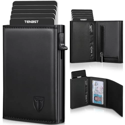 Zeitlich begrenztes Angebot: TENBST Hochwertige Geldbörse Herren, Slim Wallet mit Münzfach & RFID | uxuriöses Leder Portmonee Herren, 8 Fächer für Kreditkarten, Elegantes Kartenetui, edle Geschenke für Männer von 49.99 € auf 29.98 € (40% Rabatt)