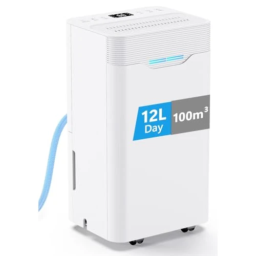 Offerta a tempo: Deumidificatore Casa Muffa 12L/24h, Deumidificatore Portatile Silenzioso per Ambienti Fino a 100 m³, 3 Modalità, Timer 24H, Deumidificazione Automatica Smart, Drenaggio Continuo, Asciugatura Vestiti - 35% da 139.99 € a 91.19 €