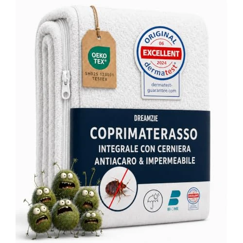 Offerta a tempo: Dreamzie - Coprimaterasso Matrimoniale con Cerniera - 160x200cm - Antiacaro - 19% da 34.99 € a 28.20 €