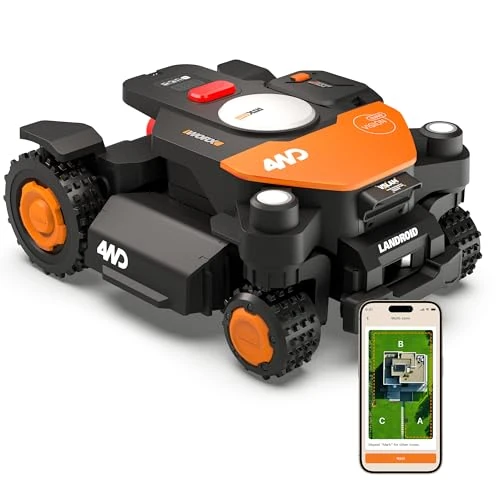 Offerta a tempo: Worx Vision Cloud WR340E Robot rasaerba 4WD, senza filo perimetrale, per 600 m² (evitamento ostacoli AI, navigazione cloud VSLAM + RTK, pendenza 84%, mappatura automatica, controllo tramite App) - 8% da 1300.00 € a 1199.00 €