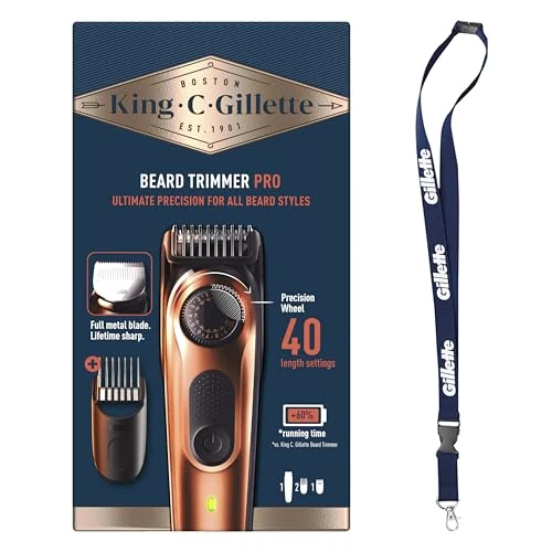 King C. Gillette Elektrorasierer für Bart, Präzisionsschalter, Bartpflege für Herren, 40 Längeneinstellungen, scharfe Rasierklingen, verstellbare Kämme, waschbare Köpfe, Geschenkidee für Herren