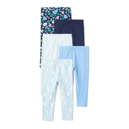 Offre limitée : Amazon Essentials Legging pour Fille, Bleu/Fleur/Rayures françaises, 4 ans de 22.52 € à 22.52 € (0.00% de remise)