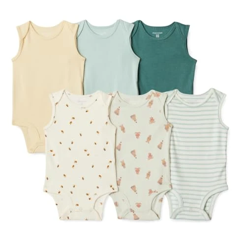 Oferta limitada: Amazon Essentials Bodis sin Mangas de Algodón Acanalado y Corte Estándar Unisex bebé, Paquete de 6, Multicolor/Miel, 0-3 meses de 20.30 € a 20.30 € (ahorro 0.00%)
