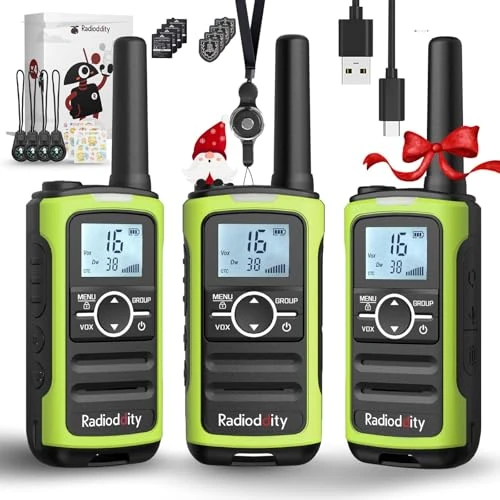 Oferta limitowana: Radioddity PR-T8 Walkie Talkie dla dzieci, PMR446 Dwukierunkowe radio z możliwością ładowania, daleki zasięg, funkcja połączeń grupowych, VOX, latarka, bateria 2000 mAh, ładowanie USB-C, do wędrówek, z 174.30 zł na 229.00 zł (oszczędź -