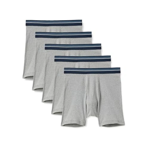 Offre limitée : Amazon Essentials Culotte Boxer en Coton Respirant, Sans Étiquette Homme, Lot de 5, Gris Clair Chiné, M de 15.50 € à 15.50 € (0.00% de remise)